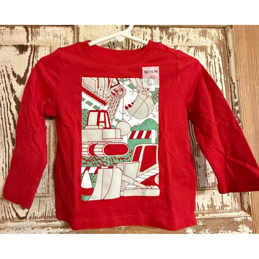 Boy’s Old Navy Long-Sleeve Graphic T-Shirt - Robbie Red - 12-18 Months